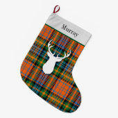 Grande Chaussette De Noël Plaid personnalisé Muray Tartan vert orange (Devant (Accrochage))