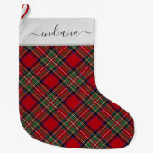 Grande Chaussette De Noël Plaid Tartan Stewart Red Green Rustic (Devant)
