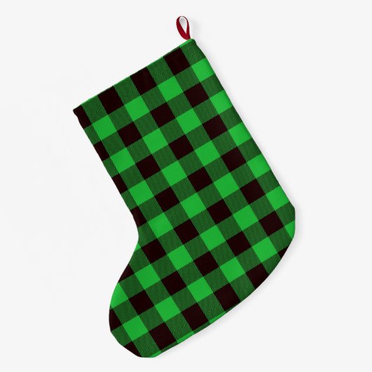 Grande Chaussette De Noël Plaid vert (Dos (Accrochage))