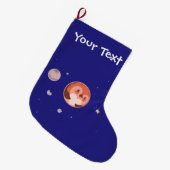 Grande Chaussette De Noël Planète Pluton de pingouin de Kawaii (Devant (Accrochage))