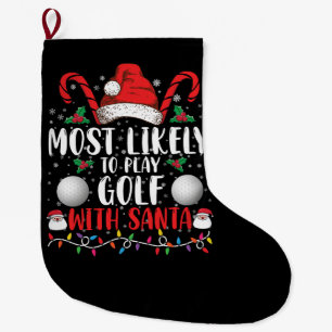Grande Chaussette De Noël Plus susceptible de jouer au golf avec le Père Noë