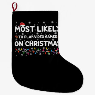 Grande Chaussette De Noël Plus susceptible de jouer aux jeux vidéo le jour d