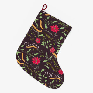 Grande Chaussette De Noël poinsettia