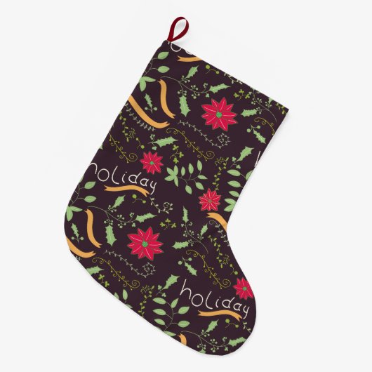 Grande Chaussette De Noël poinsettia (Devant (Accrochage))