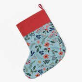 Grande Chaussette De Noël Poinsettia Berries Feuilles (Dos (Accrochage))