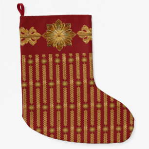 Grande Chaussette De Noël Poinsettia de vacances personnalisé rouge rayure o