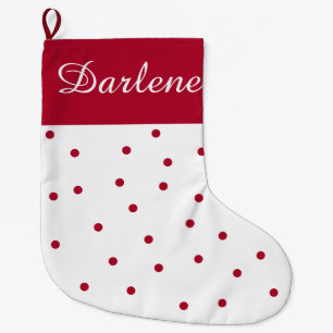 Grande Chaussette De Noël Pointe Polka rouge et blanc