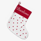 Grande Chaussette De Noël Pointe Polka rouge et blanc (Devant (Accrochage))