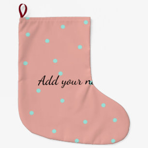 Grande Chaussette De Noël Points abstraits bleu orange ajouter nom texte t t