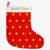 Grande Chaussette De Noël Points dorés sur fond rouge (Devant)
