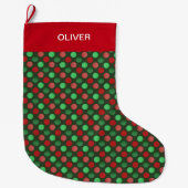 Grande Chaussette De Noël Points verts et rouges (Devant)
