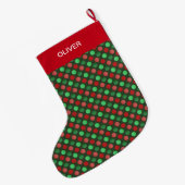 Grande Chaussette De Noël Points verts et rouges (Dos (Accrochage))