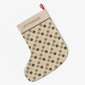 Grande Chaussette De Noël Pois beige et Brown (Dos (Accrochage))