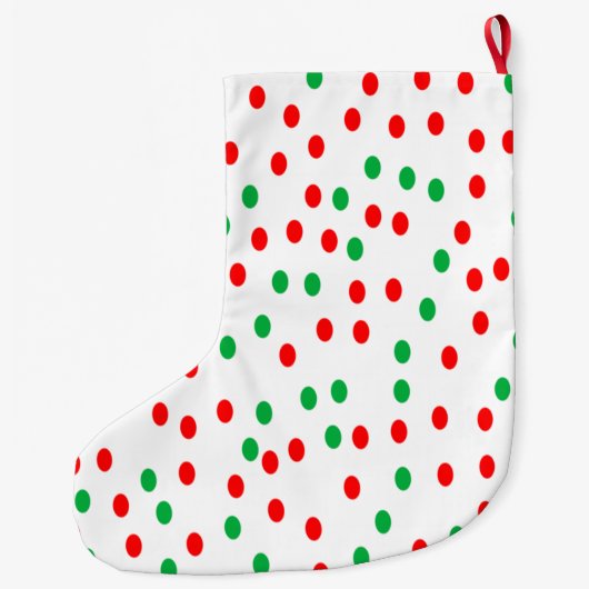 Grande Chaussette De Noël Pois de Noël vert et rouge (Dos)