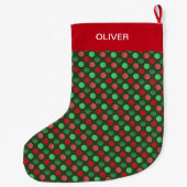 Grande Chaussette De Noël Pois verts et rouges (Dos)