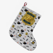 Grande Chaussette De Noël Police Themed Policeman Cop Officer Name (Devant (Accrochage))