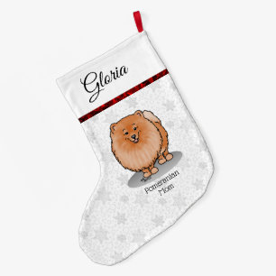 Grande Chaussette De Noël Pomeranian Maman Pom Maman (rouge orange) Mignonne