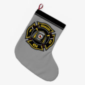 Grande Chaussette De Noël Pompier AJOUTER LE NOM L'équipe de Secourt du serv (Devant (Accrochage))