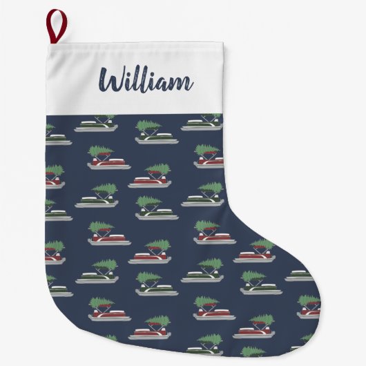 Grande Chaussette De Noël Pontoon Boat with Christmas Tree on Top (Devant)