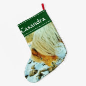 Grande Chaussette De Noël Pony, cheval de Noël dans la neige (Dos (Accrochage))