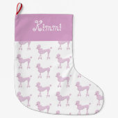 Grande Chaussette De Noël Poodle rose Nom de Noël mignon (Devant)