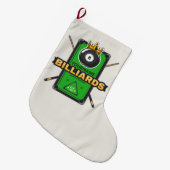 Grande Chaussette De Noël Pool Hall personnalisé NOM 8 Ball Crown Billiards (Devant (Accrochage))