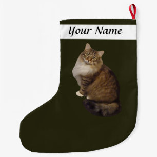 Grande Chaussette De Noël Portrait de chat Maine Coon