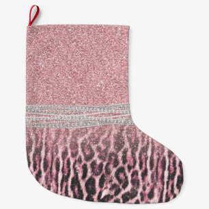 Grande Chaussette De Noël poster de animal Chic Girly Pink Leopard Image