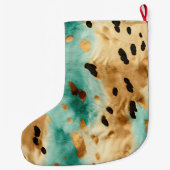 Grande Chaussette De Noël Poster de animal noir Turquoise or (Dos)