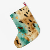 Grande Chaussette De Noël Poster de animal noir Turquoise or (Dos (Accrochage))
