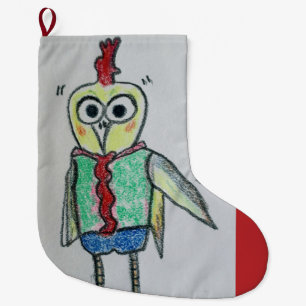 Grande Chaussette De Noël Poulet Noël Stocker