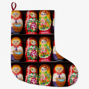 Grande Chaussette De Noël Poupées colorées de Matryoshka