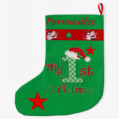 Grande Chaussette De Noël Premier Noël du bébé - nom customisé - (Dos)