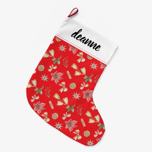 Grande Chaussette De Noël Premier Noël du bébé simple et élégant (Devant (Accrochage))