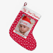 Grande Chaussette De Noël Premier Noël Nom de la photo bébé garçon fille (Devant (Accrochage))