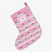 Grande Chaussette De Noël Premier rose de Noël du bébé (Dos (Accrochage))