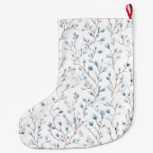 Grande Chaussette De Noël Pretty Blue White Flowers Christmas   (Dos)