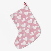 Grande Chaussette De Noël Pretty White Pink Hearts Christmas (Dos (Accrochage))
