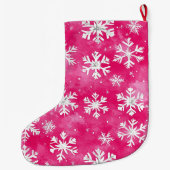 Grande Chaussette De Noël Pretty White Pink Silver Snowflakes Christmas (Dos)