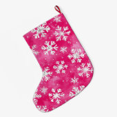 Grande Chaussette De Noël Pretty White Pink Silver Snowflakes Christmas (Dos (Accrochage))