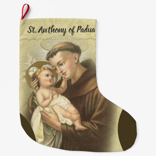 Grande Chaussette De Noël Prière personnalisée de Saint Antoine de Padoue (Devant)
