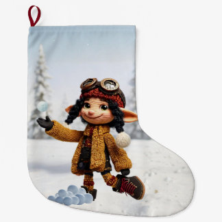 Grande Chaussette De Noël Profiter d'une journée de neige