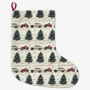 Grande Chaussette De Noël Promenade de Noël sur le manteau de la moto rouge