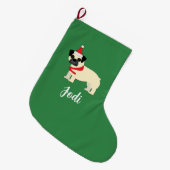 Grande Chaussette De Noël Pug de Noël (Devant (Accrochage))