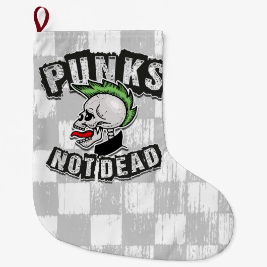 Grande Chaussette De Noël Punks pas mort crâne Mohawk Punk Rock Rocker (Devant)