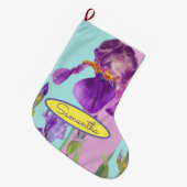 Grande Chaussette De Noël Purple Blue Iris Irises Floral Christmas Stocking (Devant (Accrochage))