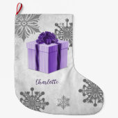 Grande Chaussette De Noël Purple Noël Cadeau Vacances Stocker (Devant)