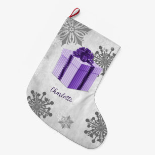 Grande Chaussette De Noël Purple Noël Cadeau Vacances Stocker