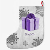 Grande Chaussette De Noël Purple Noël Cadeau Vacances Stocker (Dos)