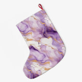 Grande Chaussette De Noël Purple White Gold Abstract (Dos (Accrochage))